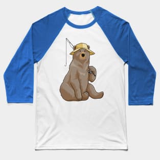 Bear at Fishing with Fishing rod Baseball T-Shirt